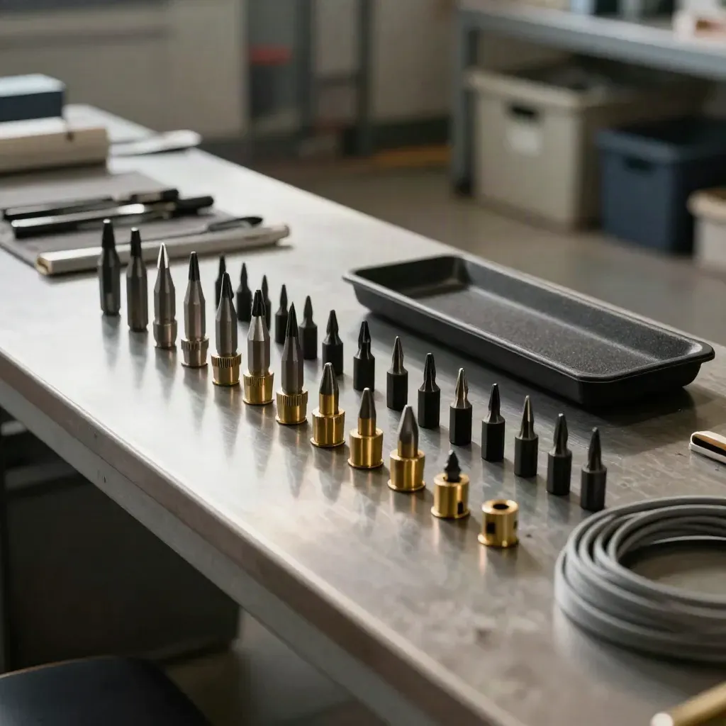 Strumenti di precisione elettronica su metallo satinato con luce fredda tecnica.