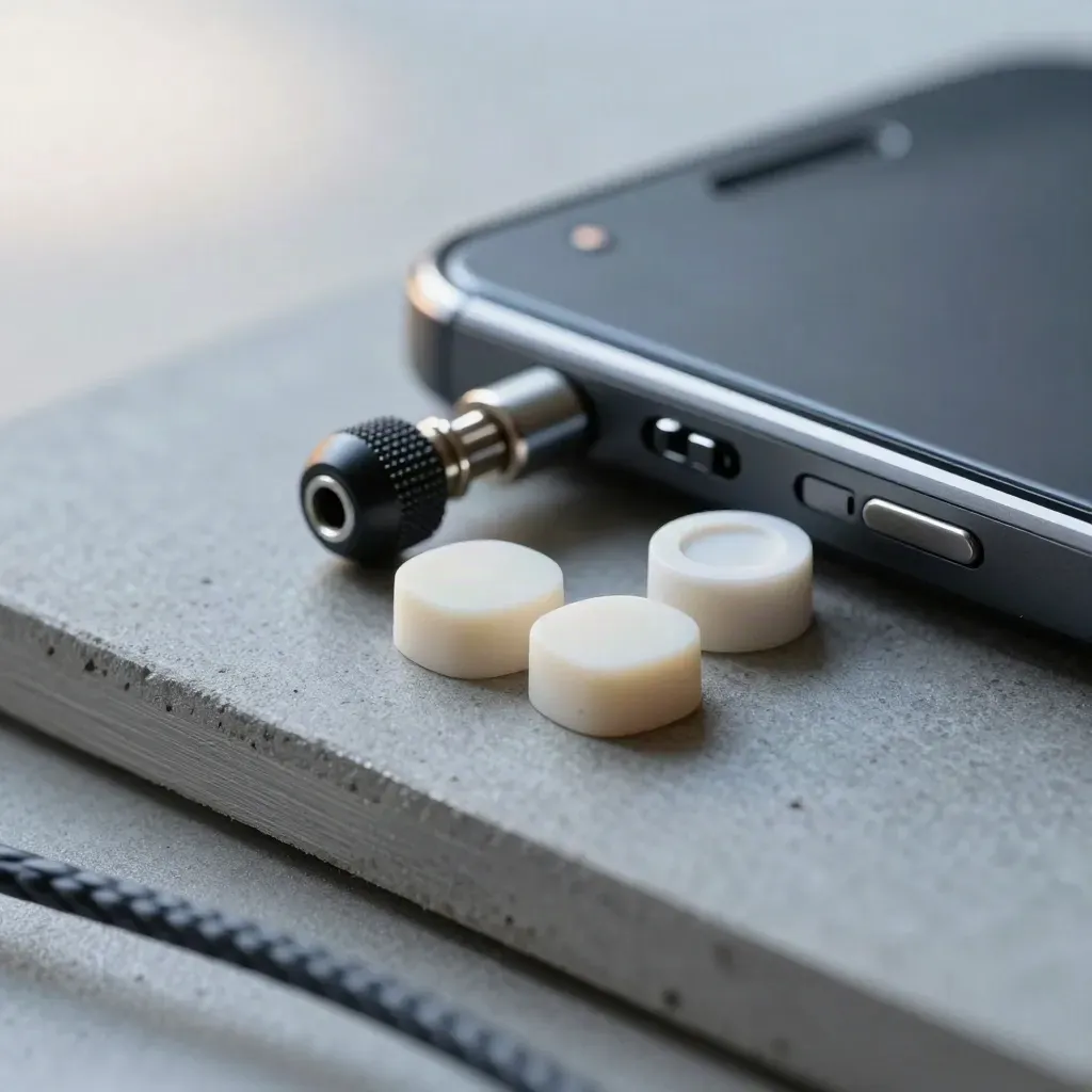 Kit AR per sviluppatori Unity con smartphone Android, snodo a sfera, tile fiduciali e tappo lente.